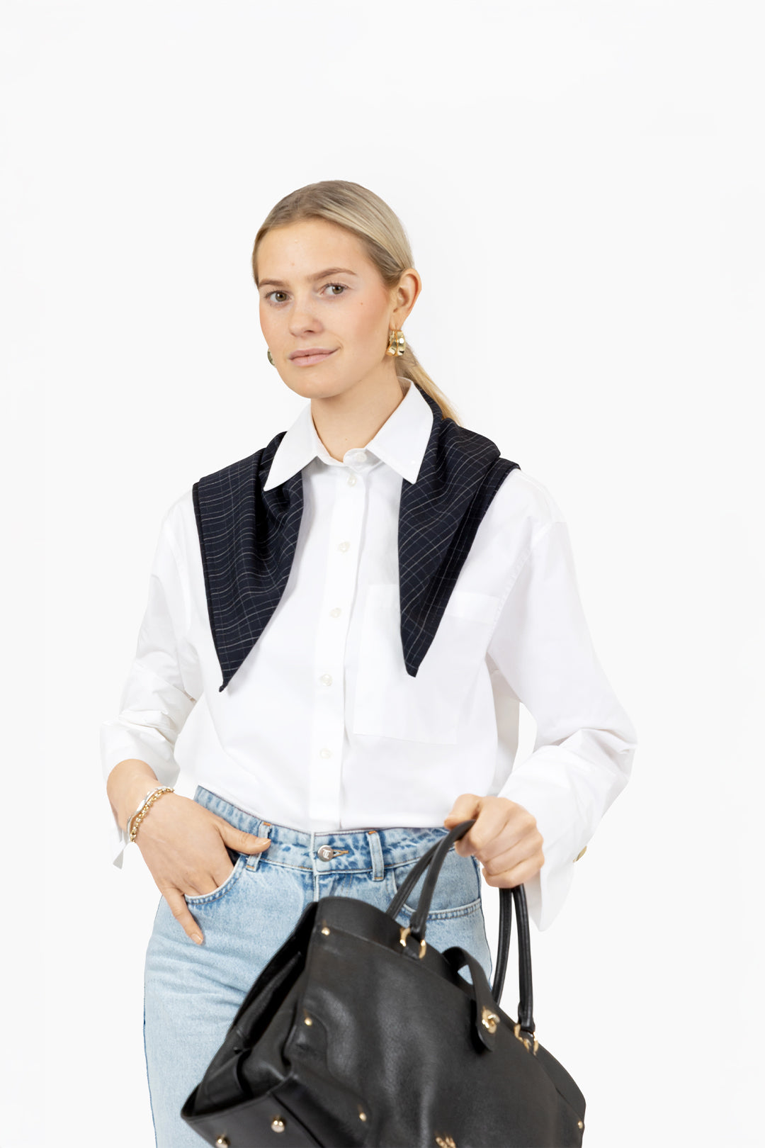 THE SALOME SCARF NAVY CHECK