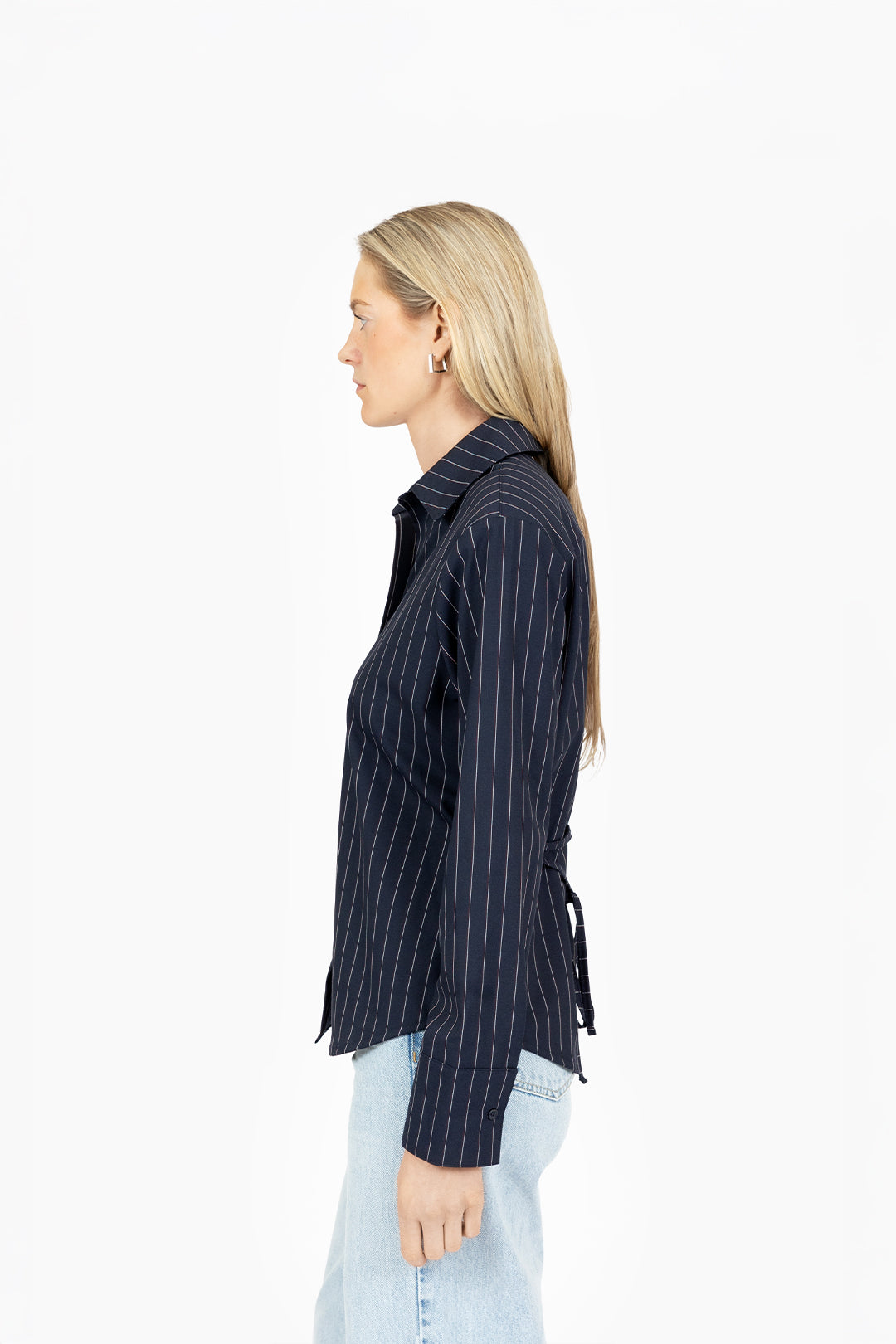 THE BOBBIE BLOUSE NAVY STRIPE