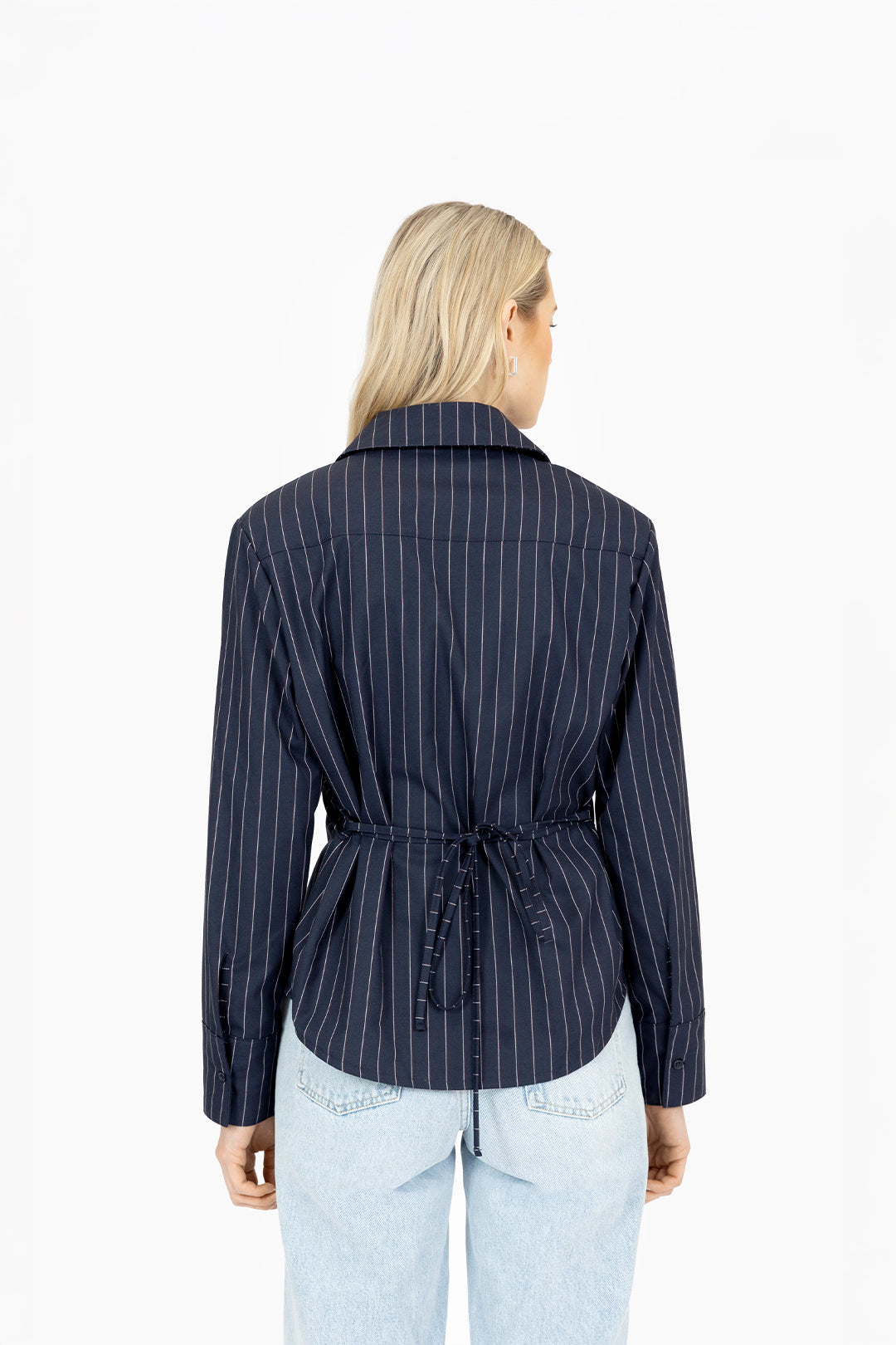 THE BOBBIE BLOUSE NAVY STRIPE