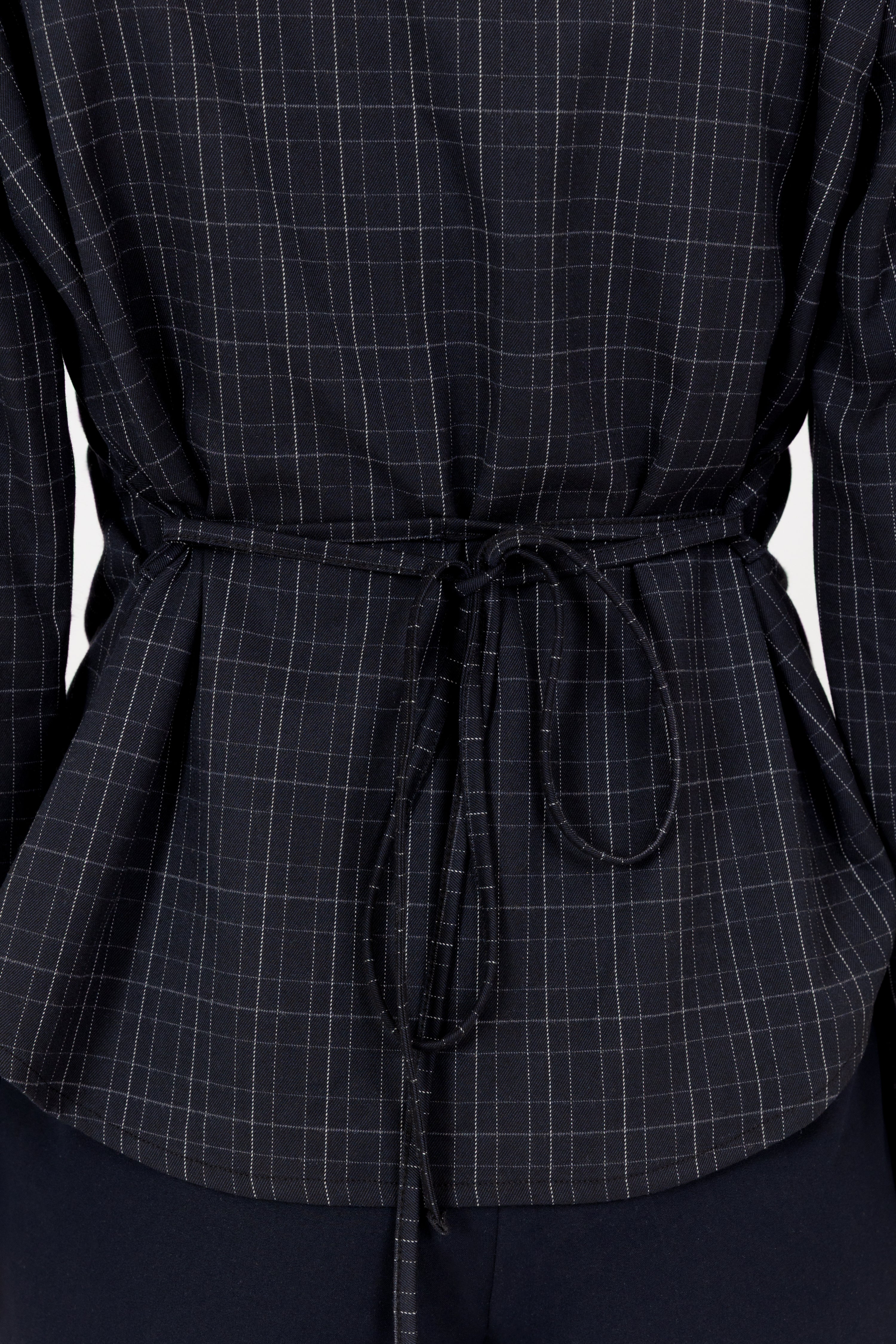 THE BOBBIE BLOUSE NAVY CHECK