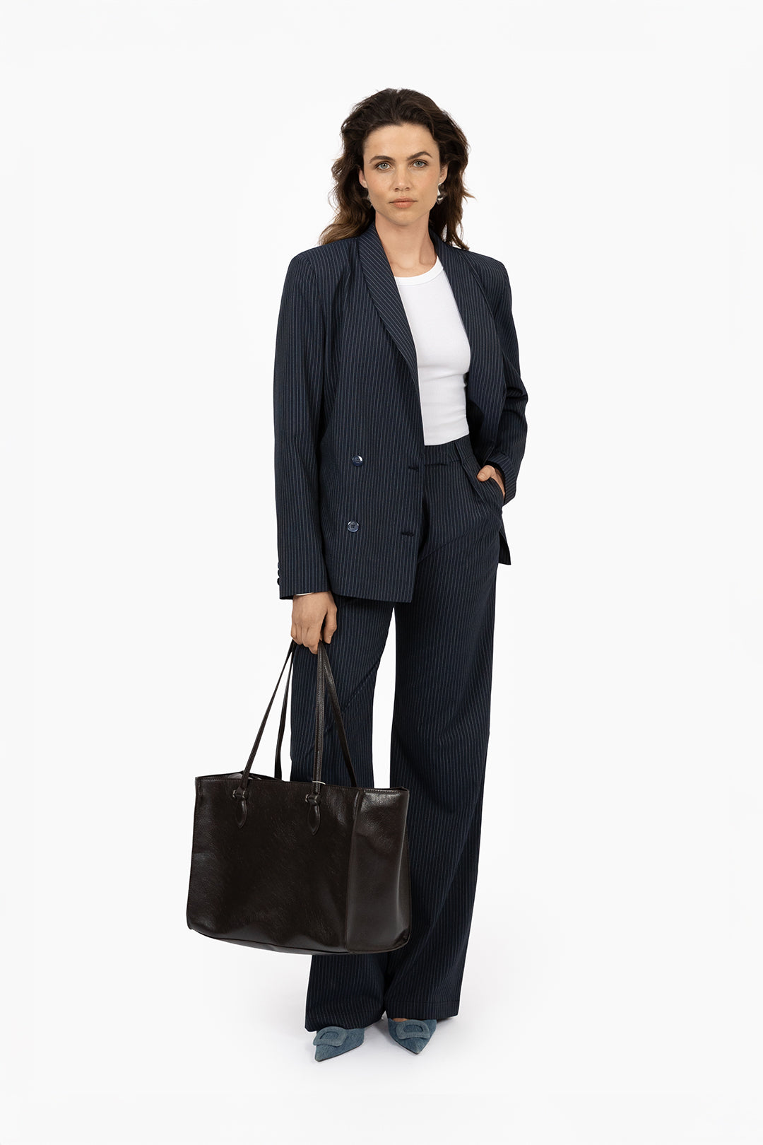 THE DELIA PANTS NAVY STRIPE
