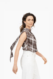 THE JULIE TOP BROWN CHECK