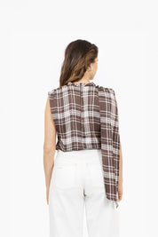 THE JULIE TOP BROWN CHECK