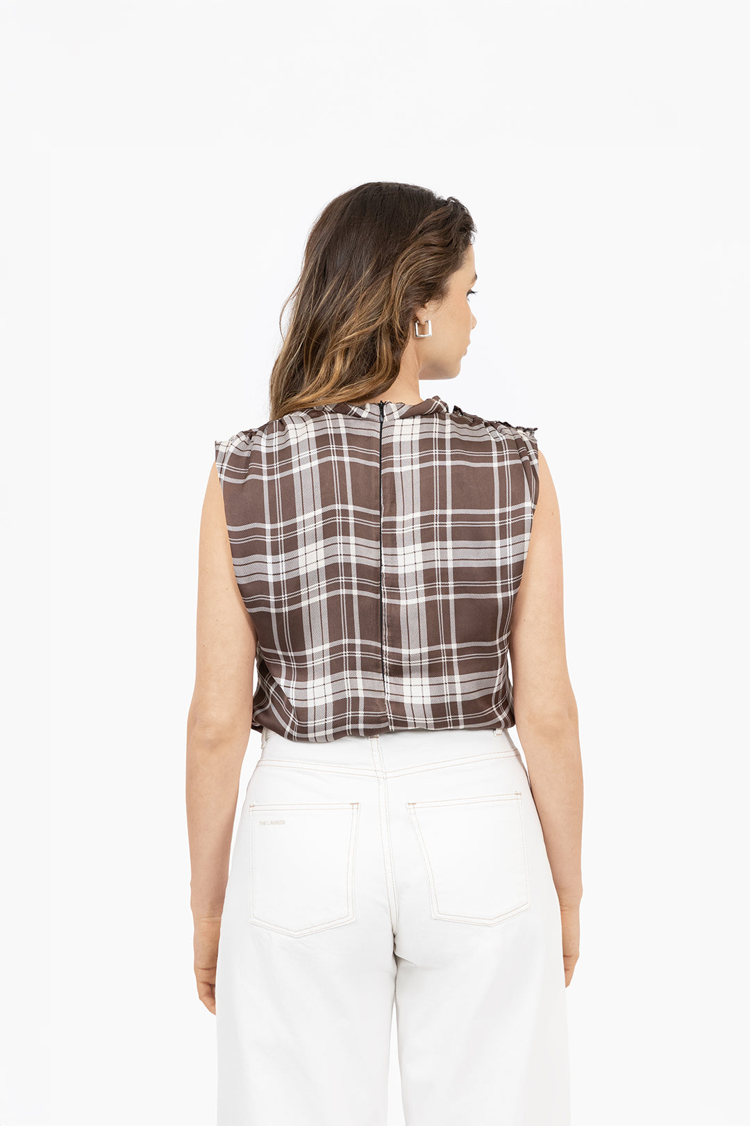 THE JULIE TOP BROWN CHECK