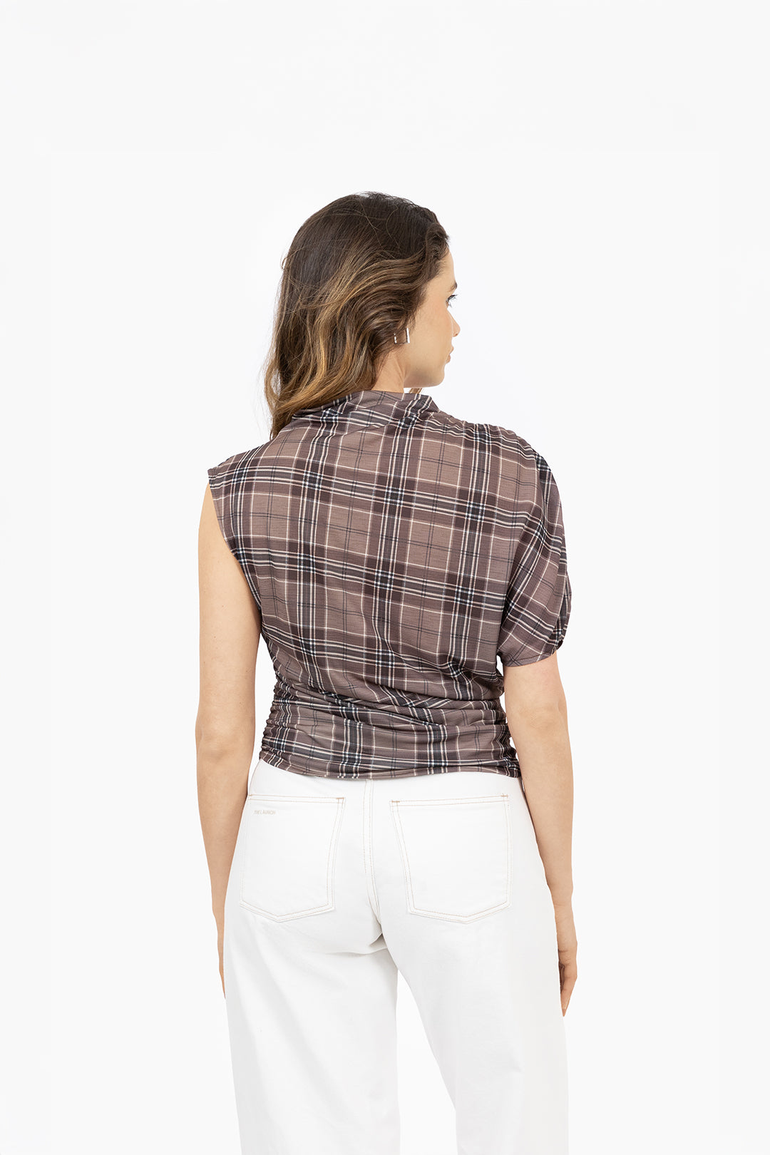 THE LOLA TOP BROWN CHECK
