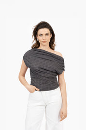 THE BELLA TOP MOCCA CHECK