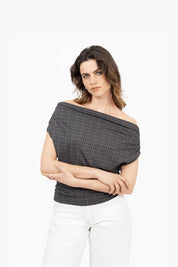 THE BELLA TOP MOCCA CHECK