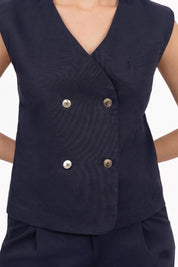 THE FLEUR GILET NAVY
