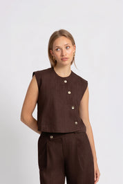 THE CATO GILET BROWN