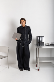 THE JUNE PANTS NAVY STRIPE 