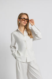 THE BOBBIE BLOUSE OFF-WHITE STRIPE
