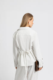 THE BOBBIE BLOUSE OFF-WHITE STRIPE
