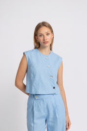 THE CATO GILET LIGHT BLUE