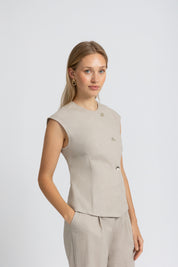 THE FLORA GILET BEIGE