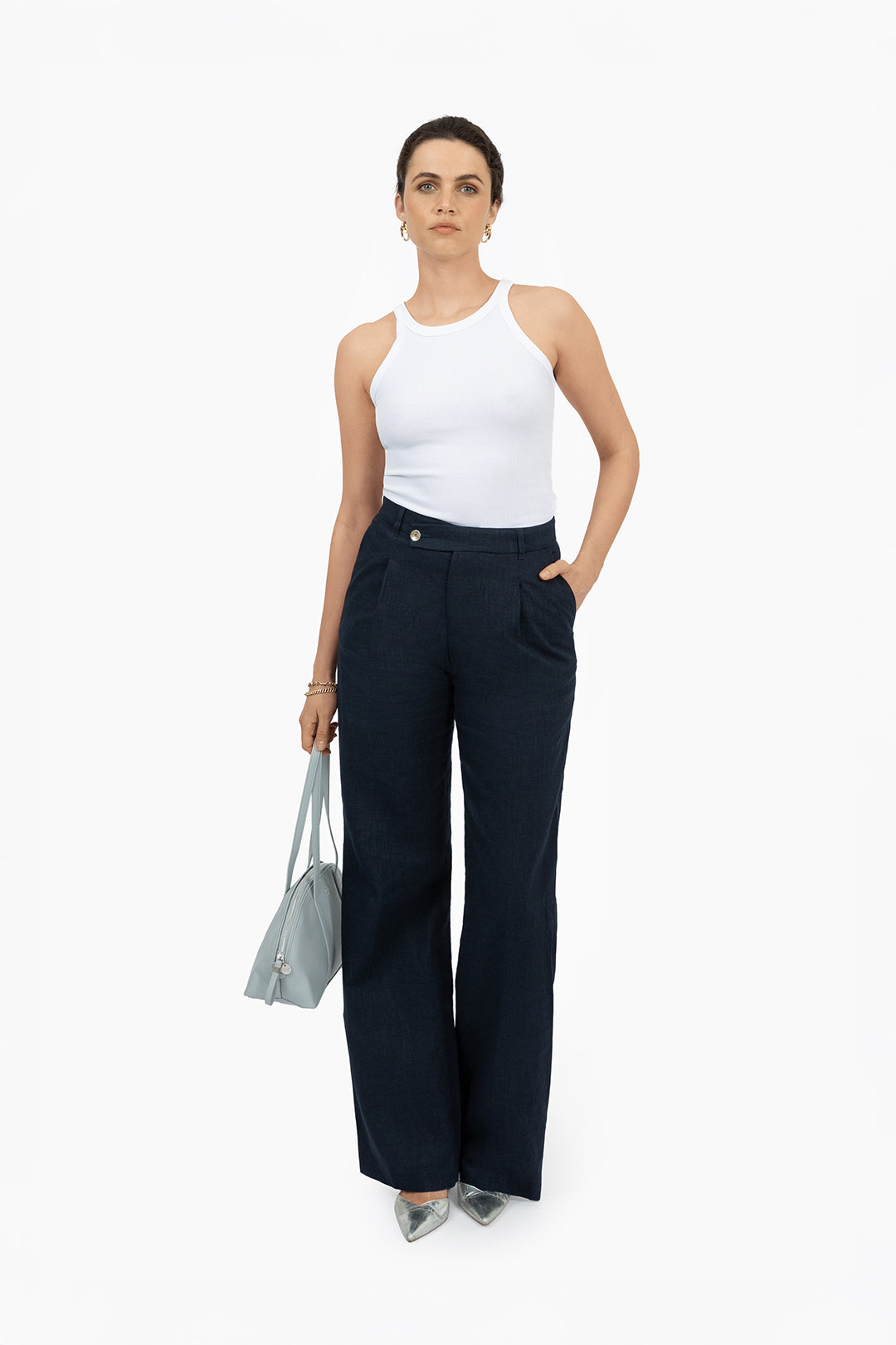 Cato Navy Linen Pants | 3 Lengths