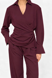 THE JANNY BLOUSE AUBERGINE 